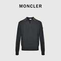 Moncler Sleeve Badge V-Neck Knit Polo Sweater - Black