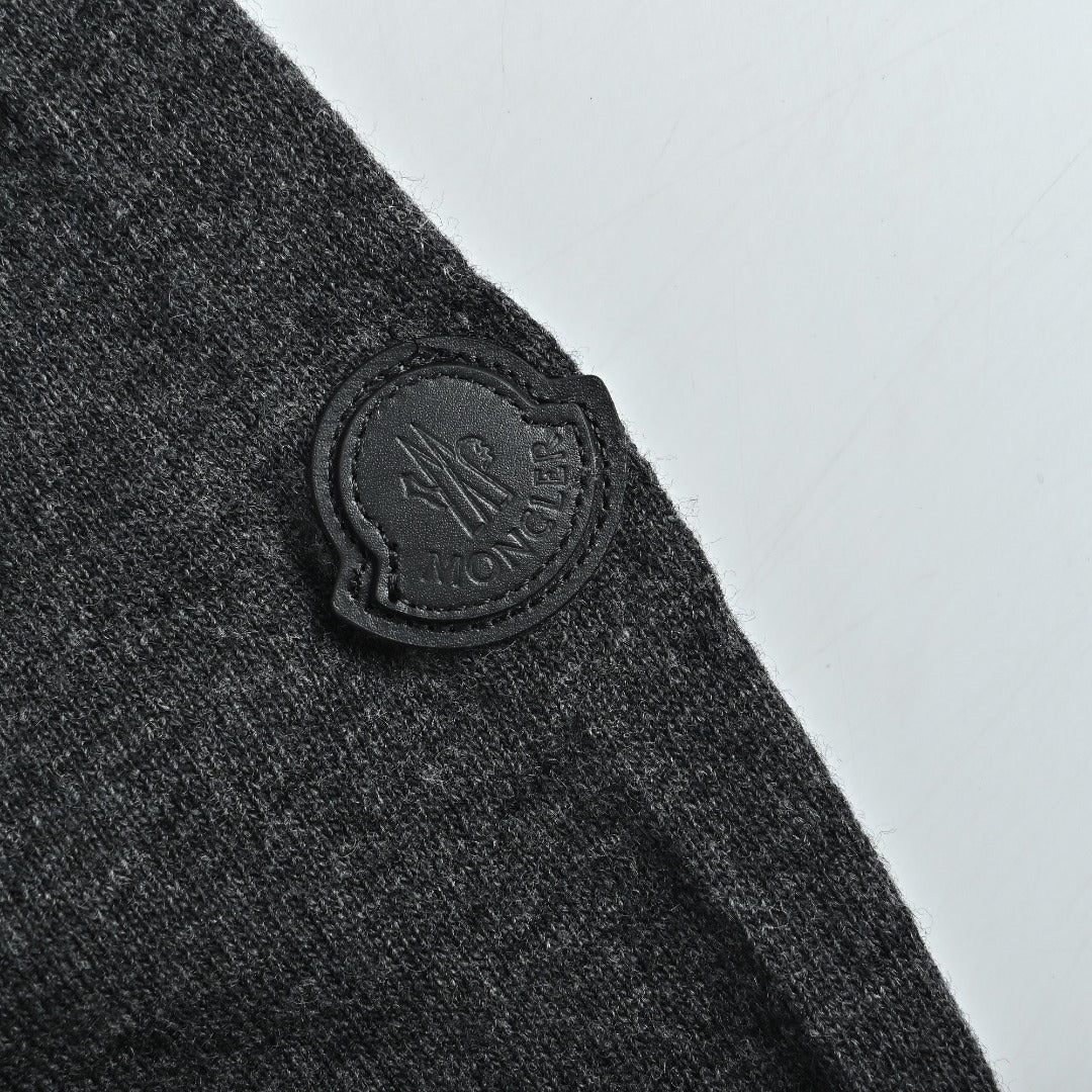 Moncler Sleeve Badge V-Neck Knit Polo Sweater - Black