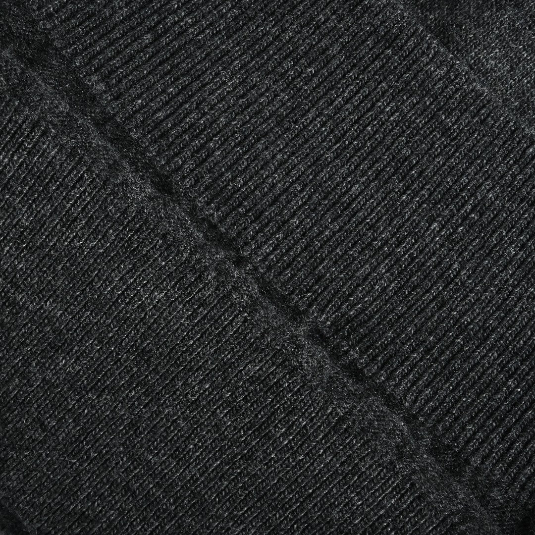 Moncler Sleeve Badge V-Neck Knit Polo Sweater - Black