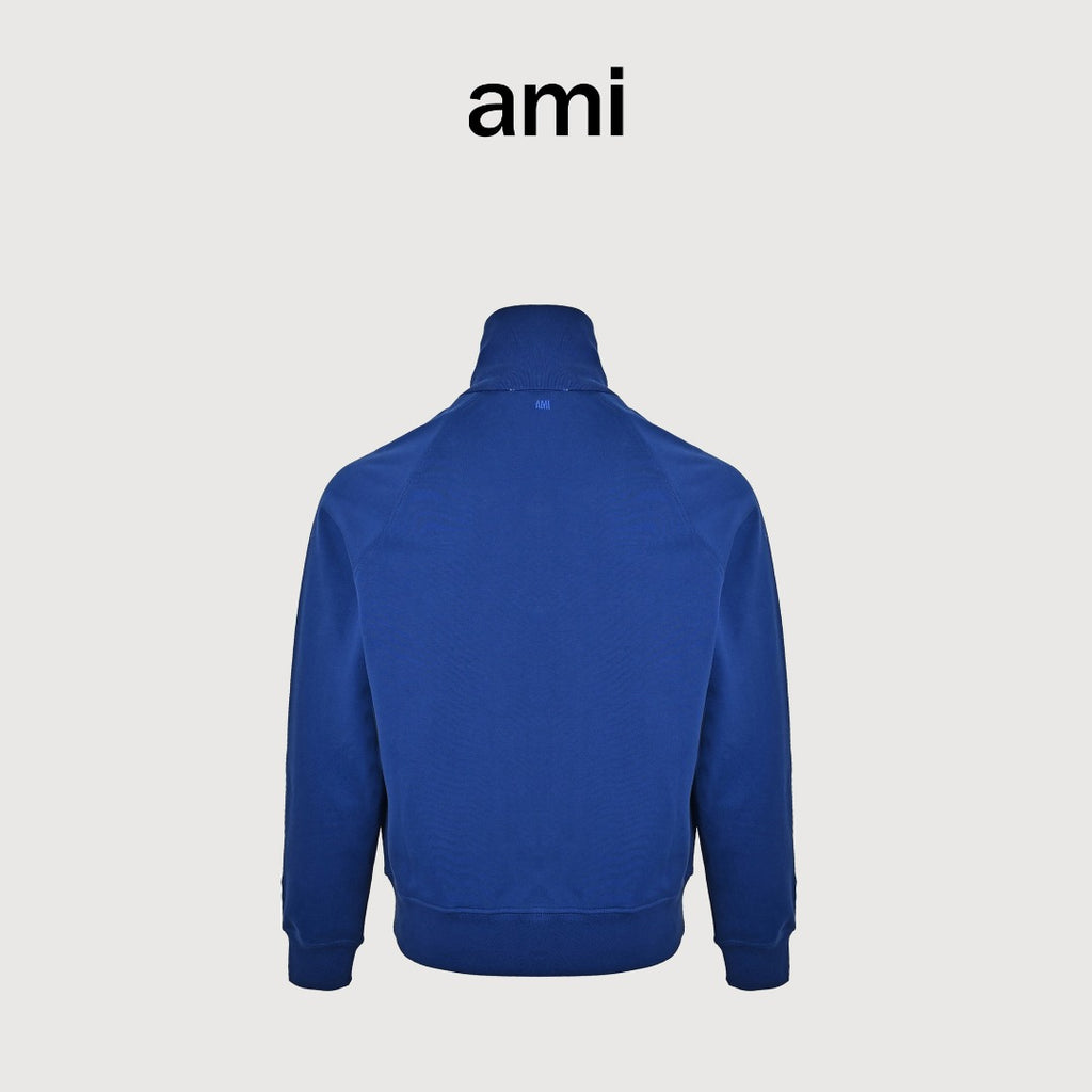 AMI Paris Slogan Half-Zip Sweatshirt - Royal Blue