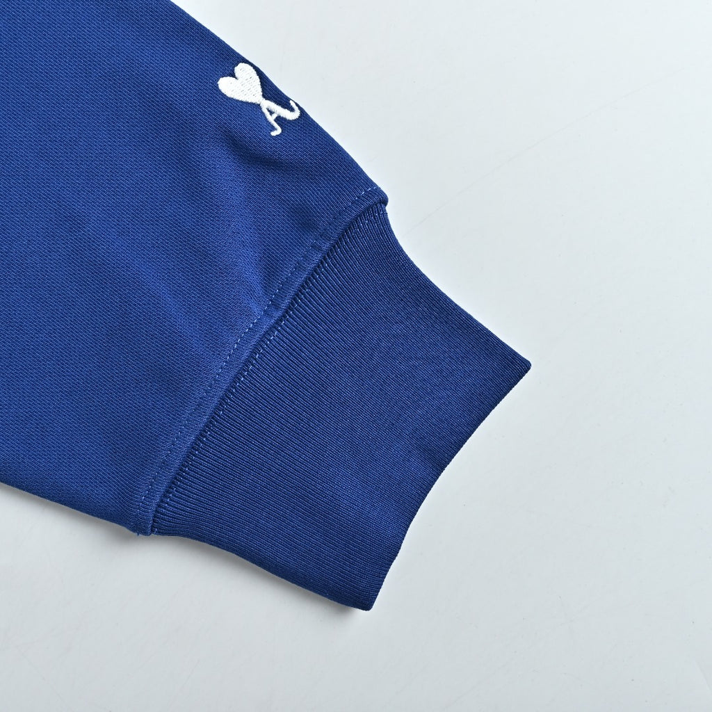 AMI Paris Slogan Half-Zip Sweatshirt - Royal Blue