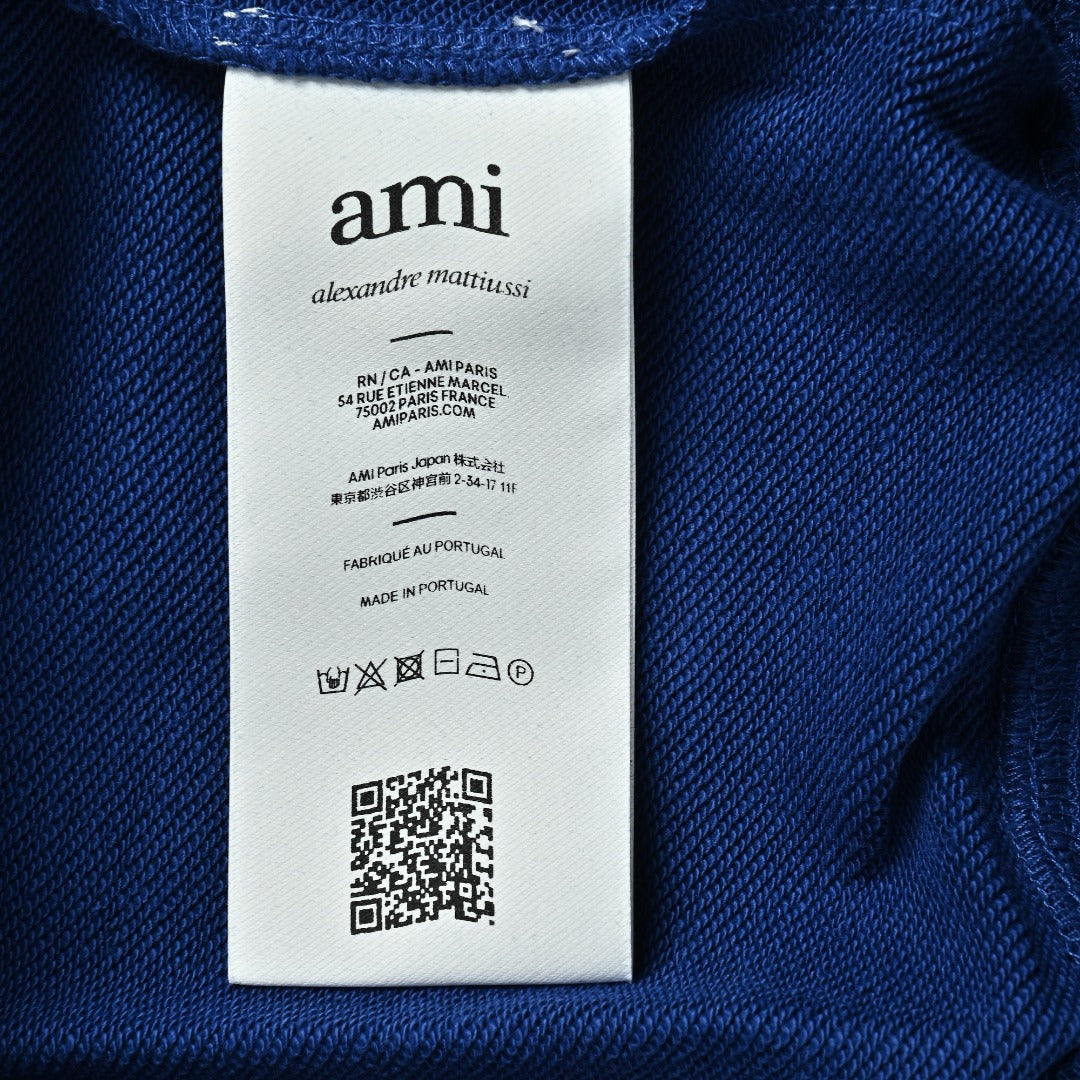 AMI Paris Slogan Half-Zip Sweatshirt - Royal Blue
