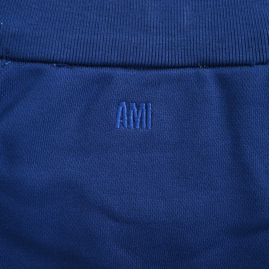 AMI Paris Slogan Half-Zip Sweatshirt - Royal Blue