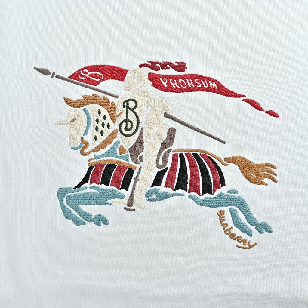 Burberry Multicolor Equestrian Knight Crewneck Sweatshirt - White