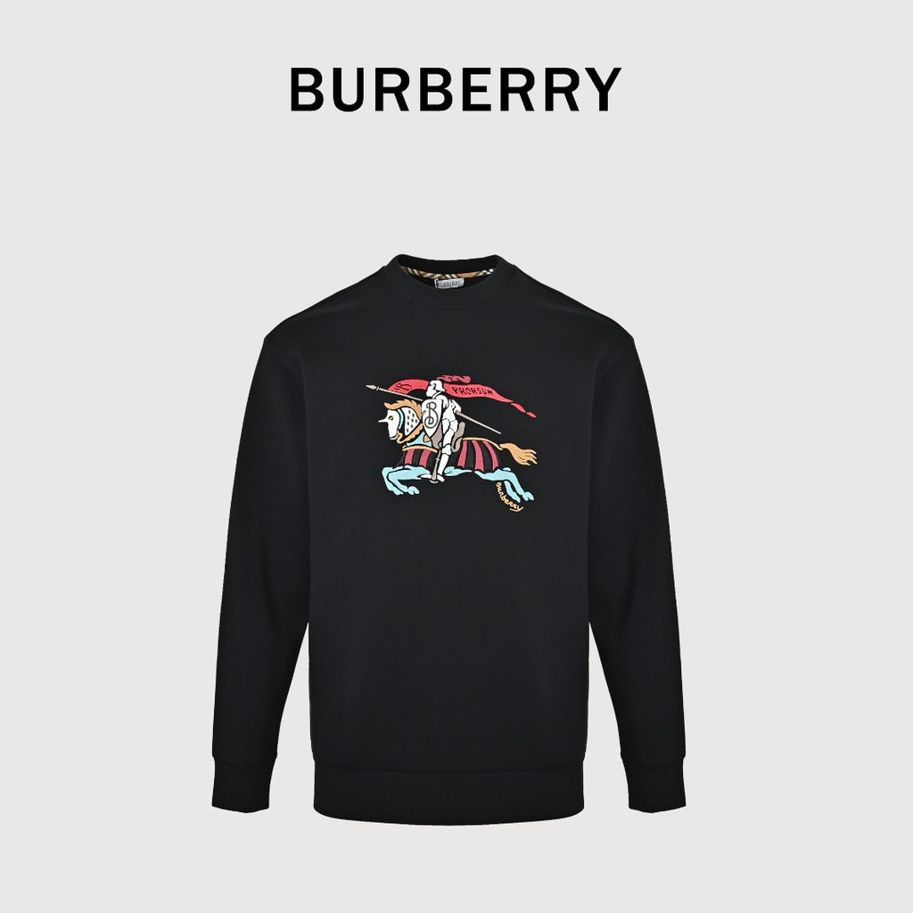 Burberry Multicolor Equestrian Knight Crewneck Sweatshirt - Black