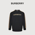 Burberry Check Logo and Sleeve Stripe Crewneck Sweatshirt - Black