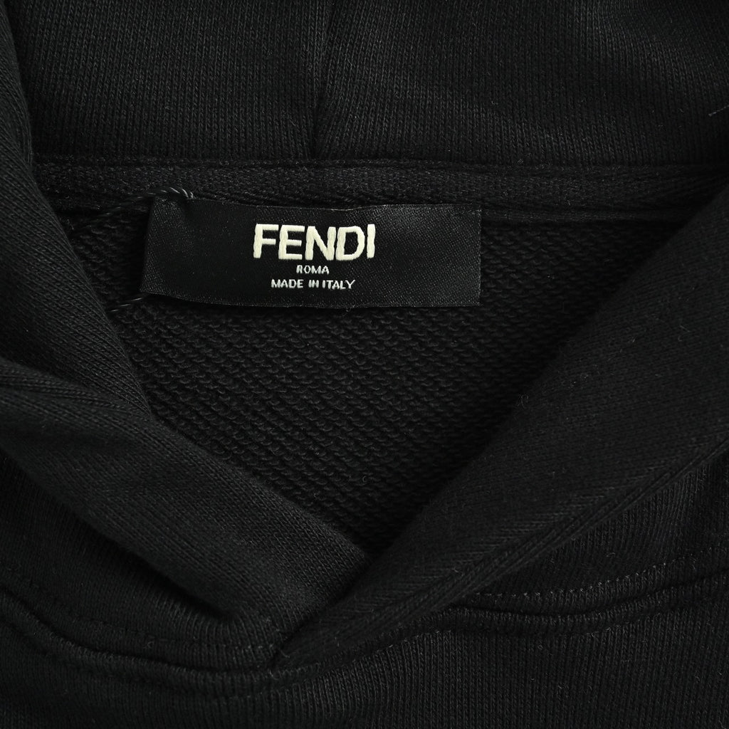 Fendi SS26 Blue Letter Embroidered Hoodie - Black