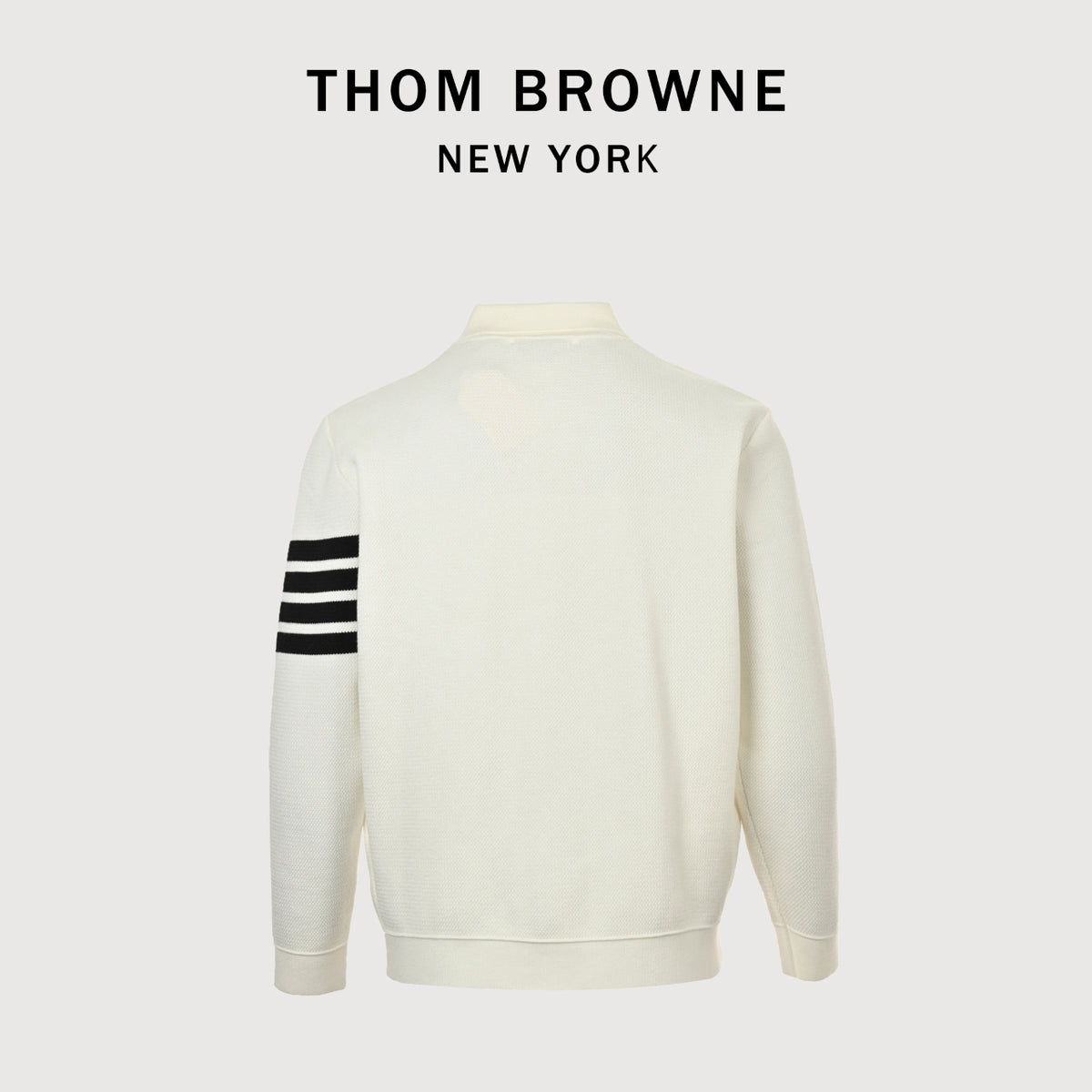 Thom Browne FW24 Four-Bar Collared Jacket - Ivory