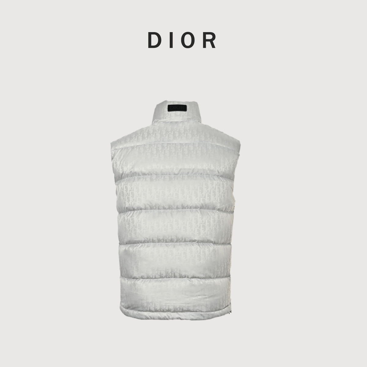 Dior Monogram Stand-Collar Down Vest - White