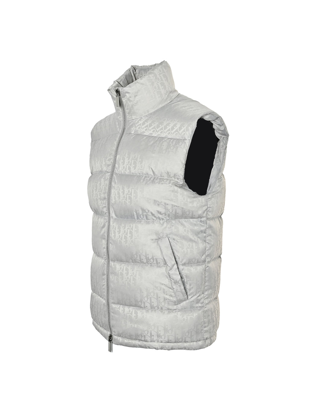 Dior Monogram Stand-Collar Down Vest - White