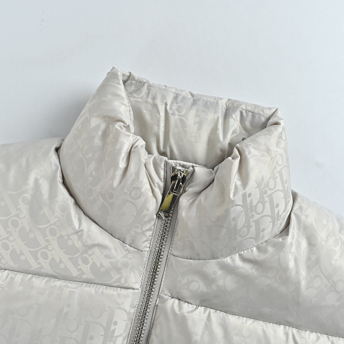 Dior Monogram Stand-Collar Down Vest - White
