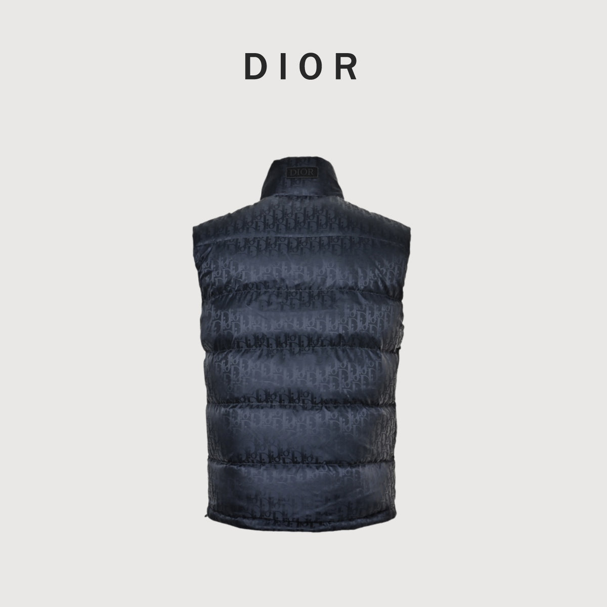 Dior Monogram Stand-Collar Down Vest - Navy