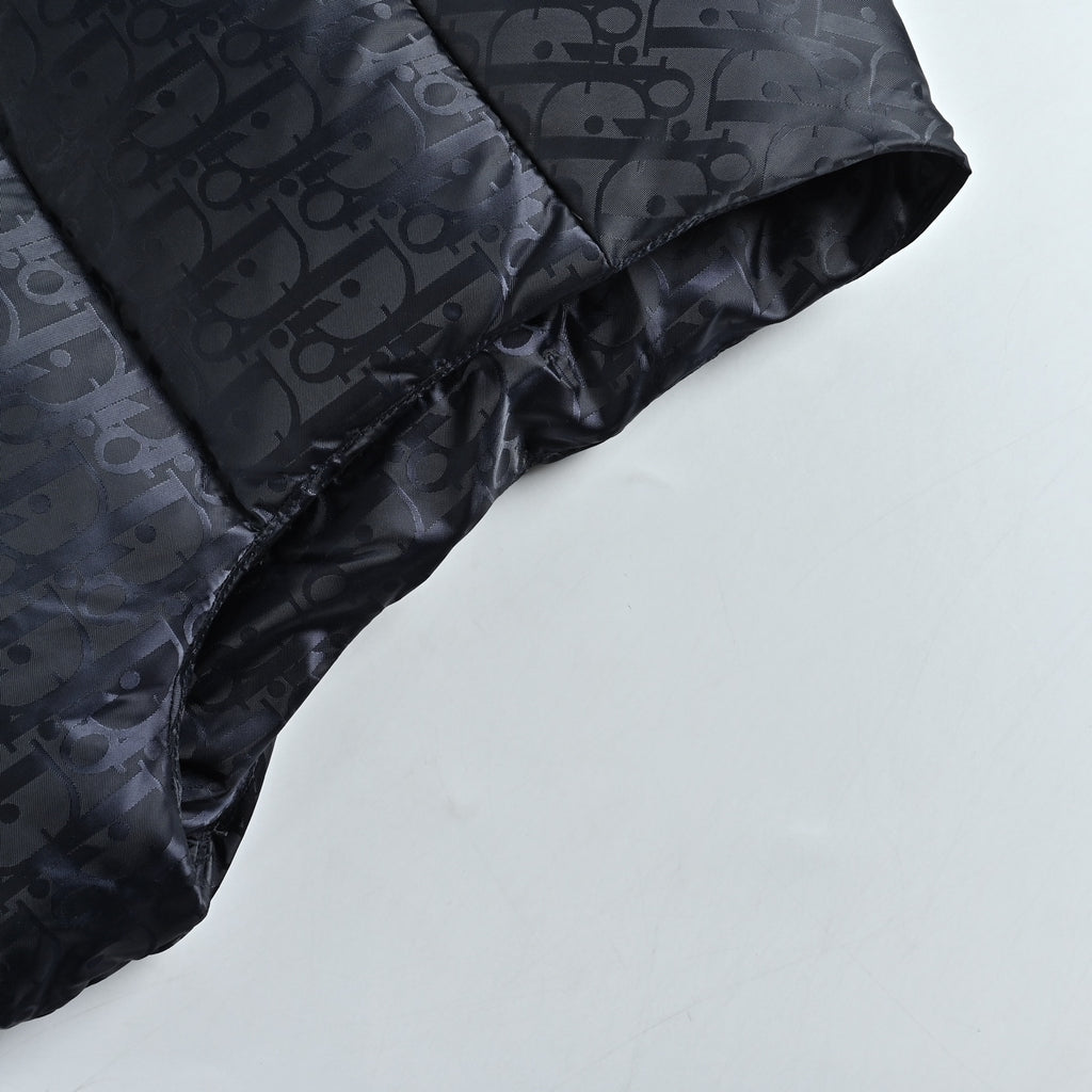 Dior Monogram Stand-Collar Down Vest - Navy