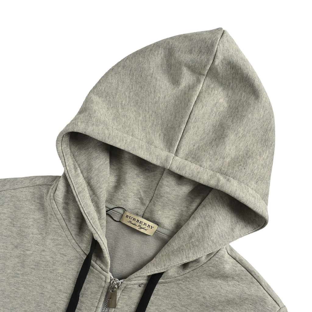 Burberry Flag Print Zip-Up Hoodie - Grey