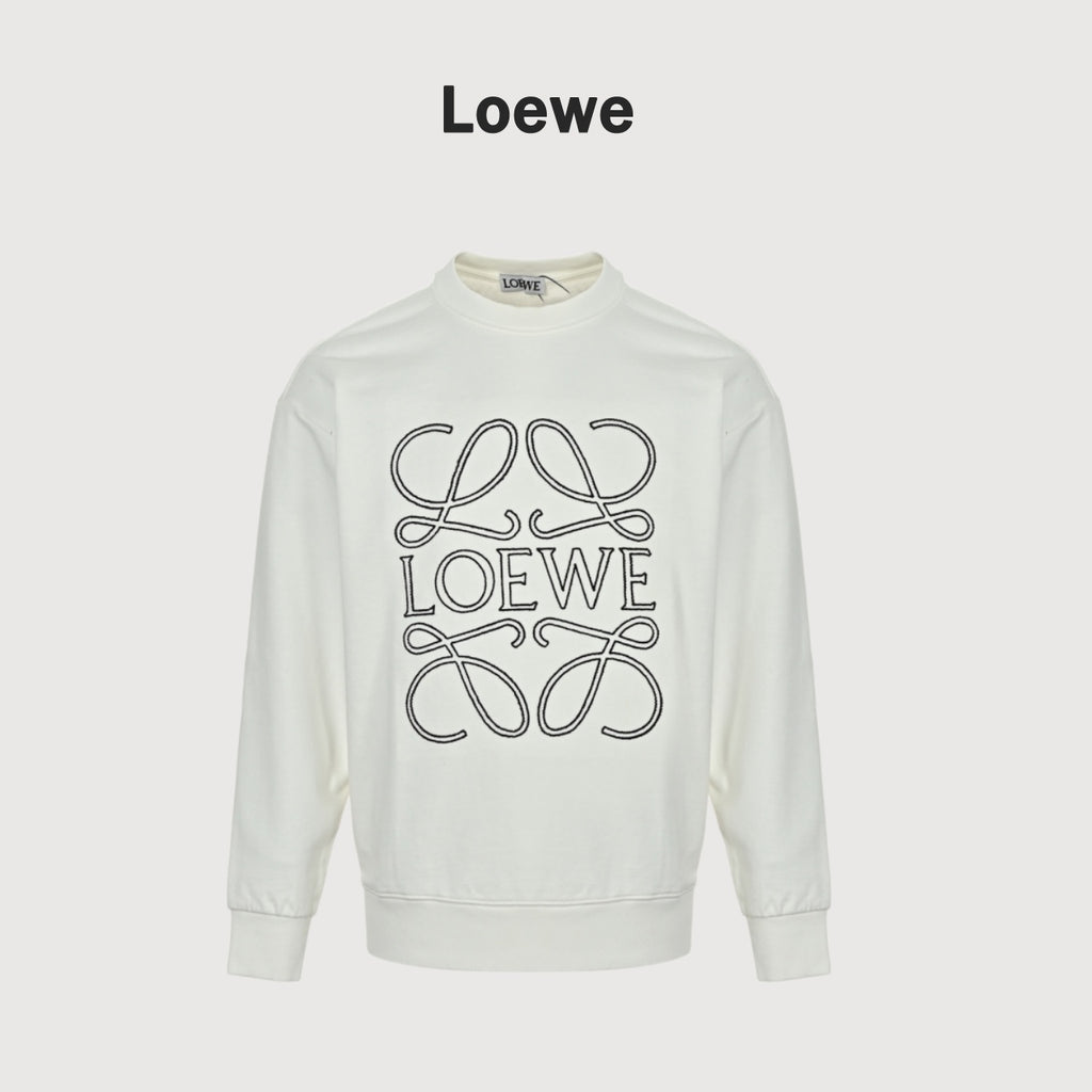 Loewe Large Logo Embroidered Crewneck Sweatshirt - White