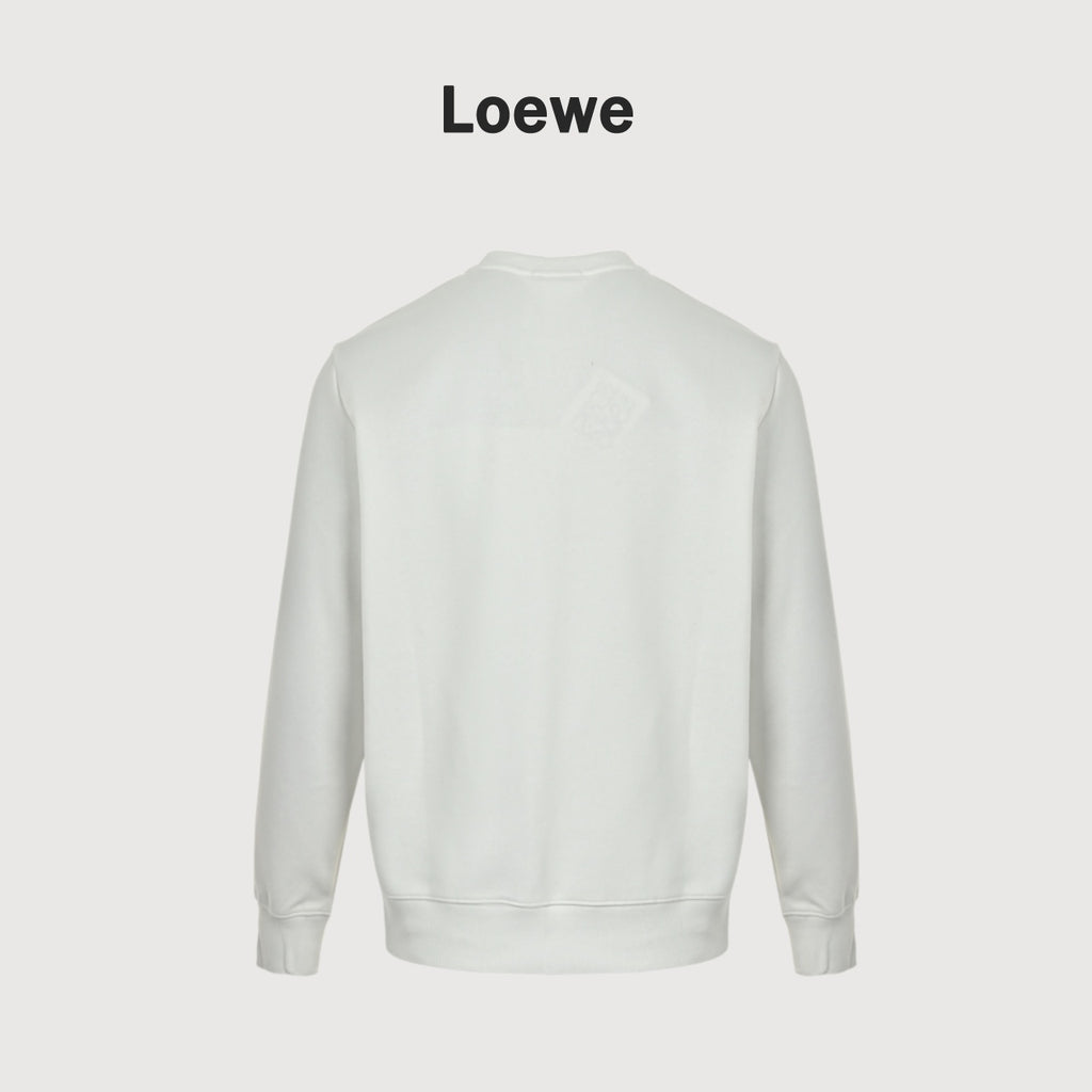 Loewe Logo Puff-Print Crewneck Sweatshirt - White