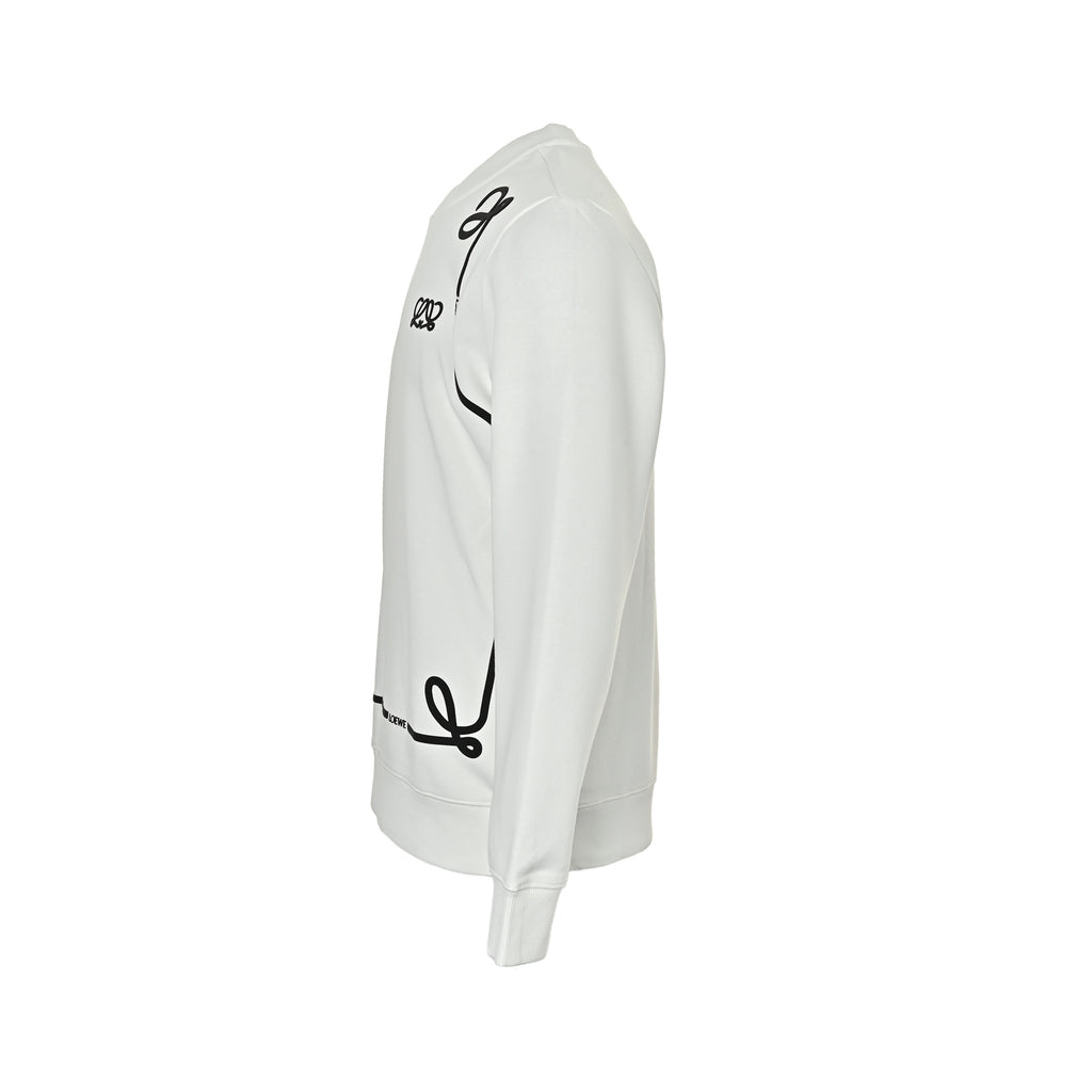 Loewe Logo Puff-Print Crewneck Sweatshirt - White