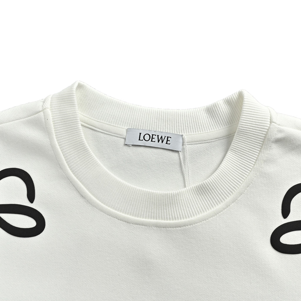 Loewe Logo Puff-Print Crewneck Sweatshirt - White