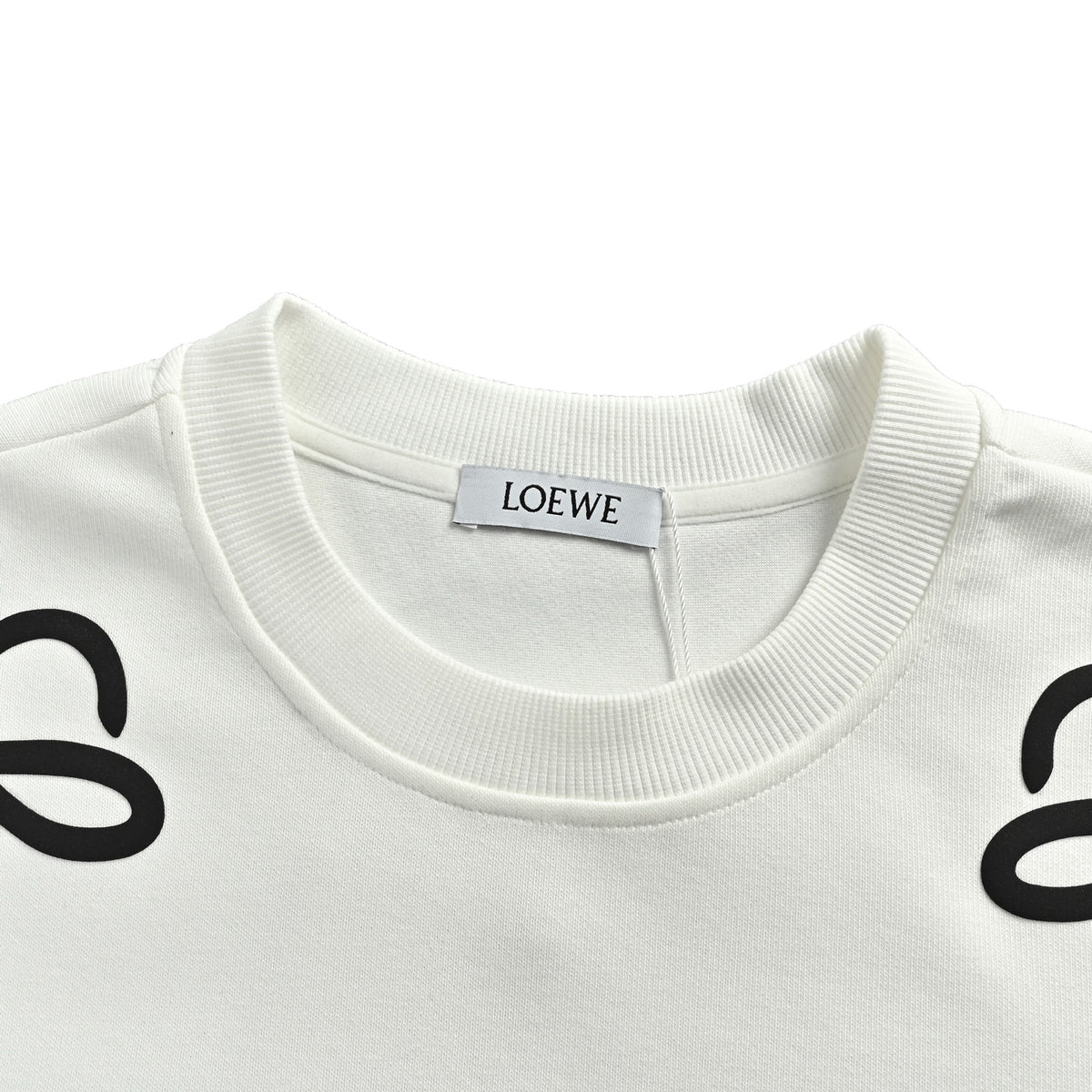 Loewe Logo Puff-Print Crewneck Sweatshirt - White