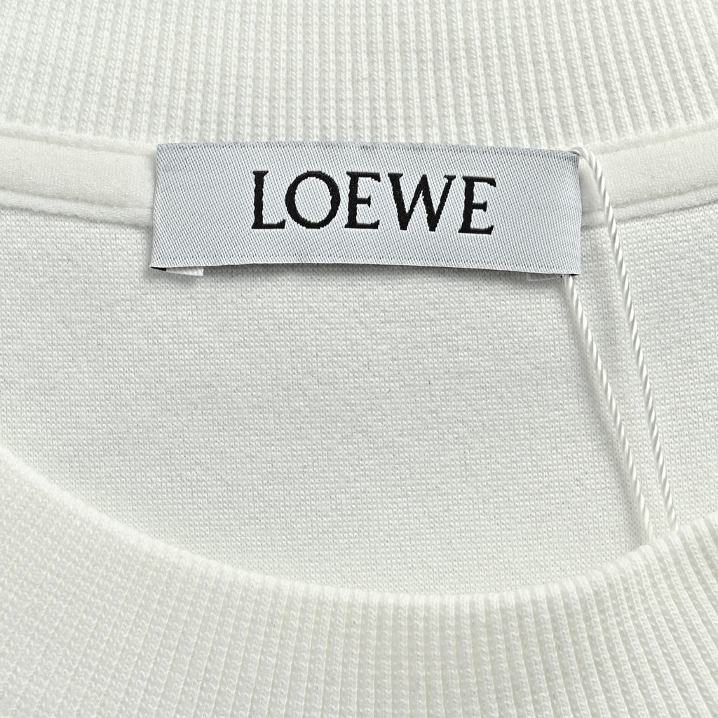 Loewe Logo Puff-Print Crewneck Sweatshirt - White
