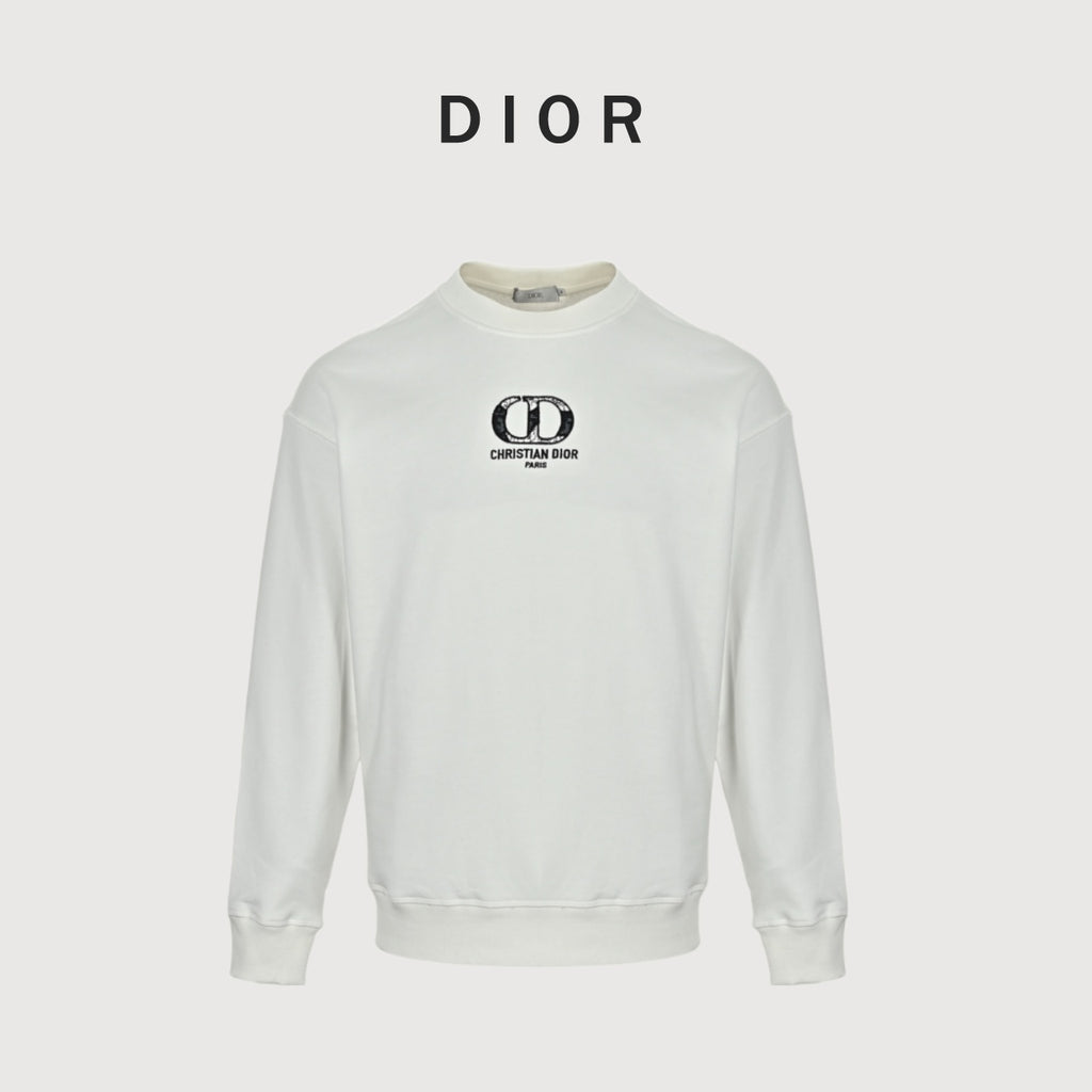 Dior CD Monogram Appliqué Crewneck Sweatshirt - White