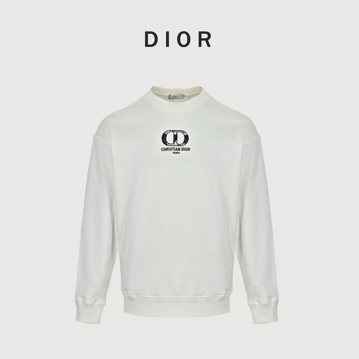 Dior CD Monogram Appliqué Crewneck Sweatshirt - White