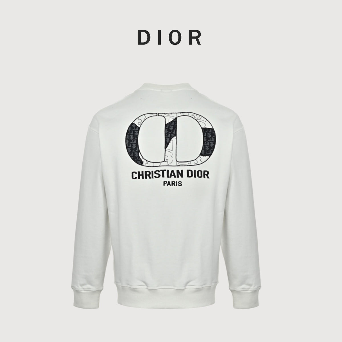 Dior CD Monogram Appliqué Crewneck Sweatshirt - White
