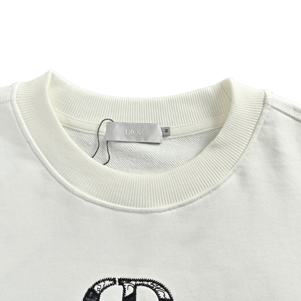 Dior CD Monogram Appliqué Crewneck Sweatshirt - White