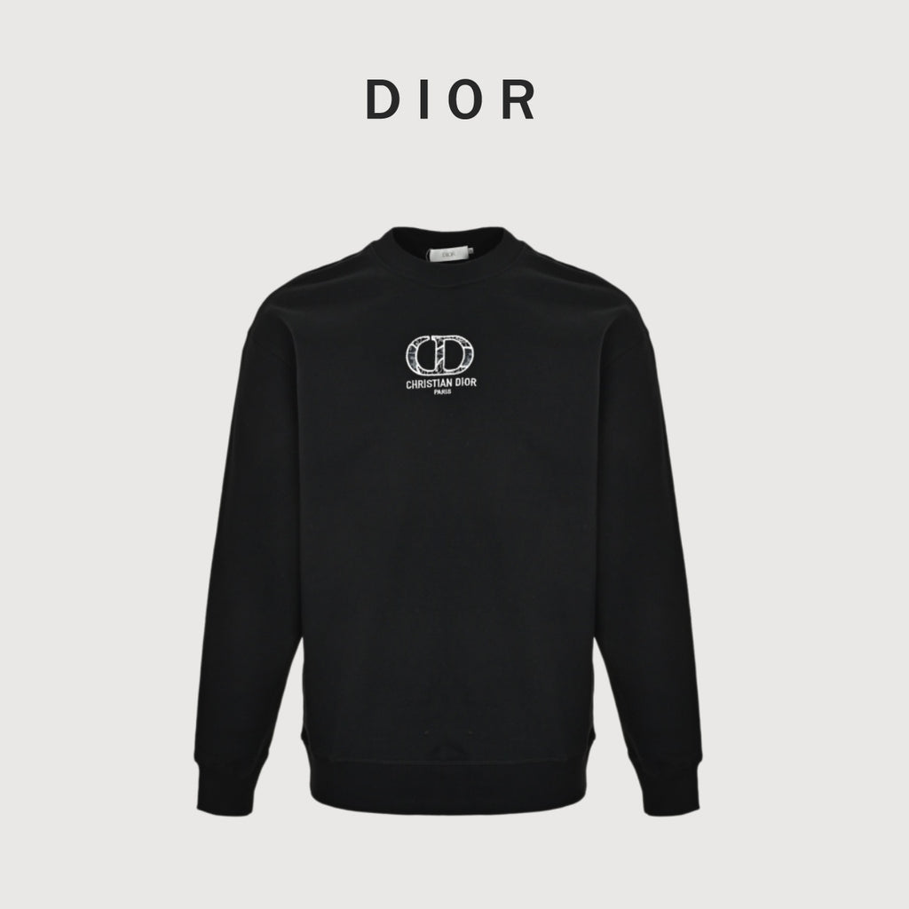 Dior CD Monogram Appliqué Crewneck Sweatshirt - Black