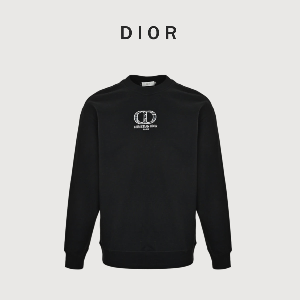 Dior CD Monogram Appliqué Crewneck Sweatshirt - Black
