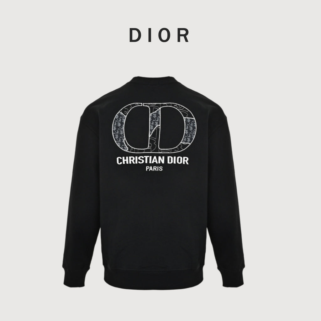 Dior CD Monogram Appliqué Crewneck Sweatshirt - Black