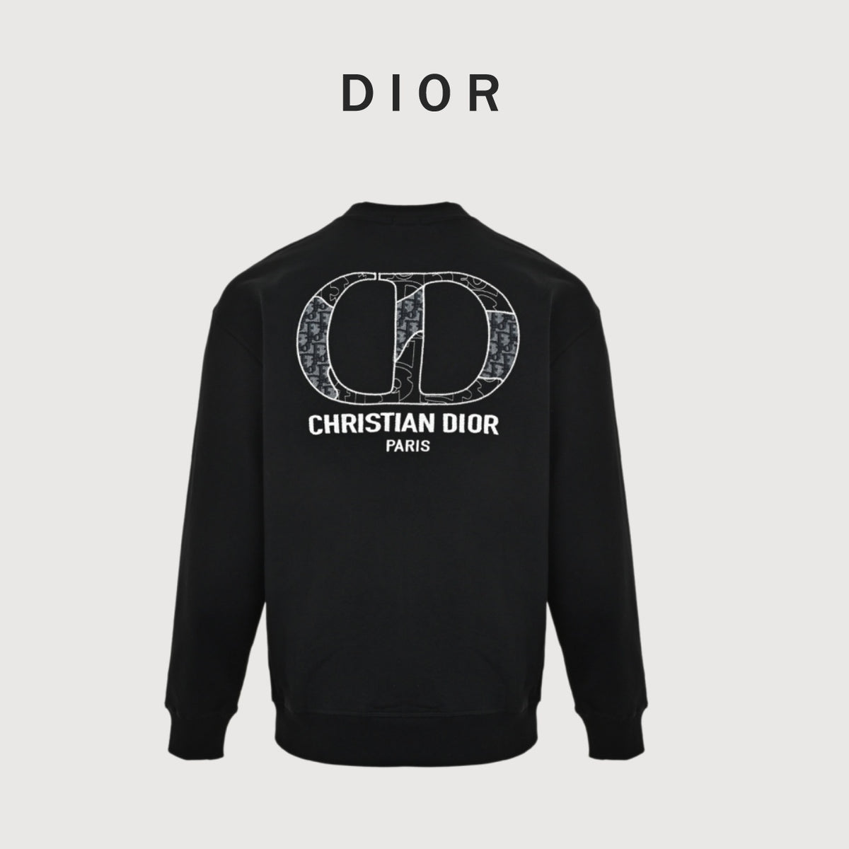 Dior CD Monogram Appliqué Crewneck Sweatshirt - Black
