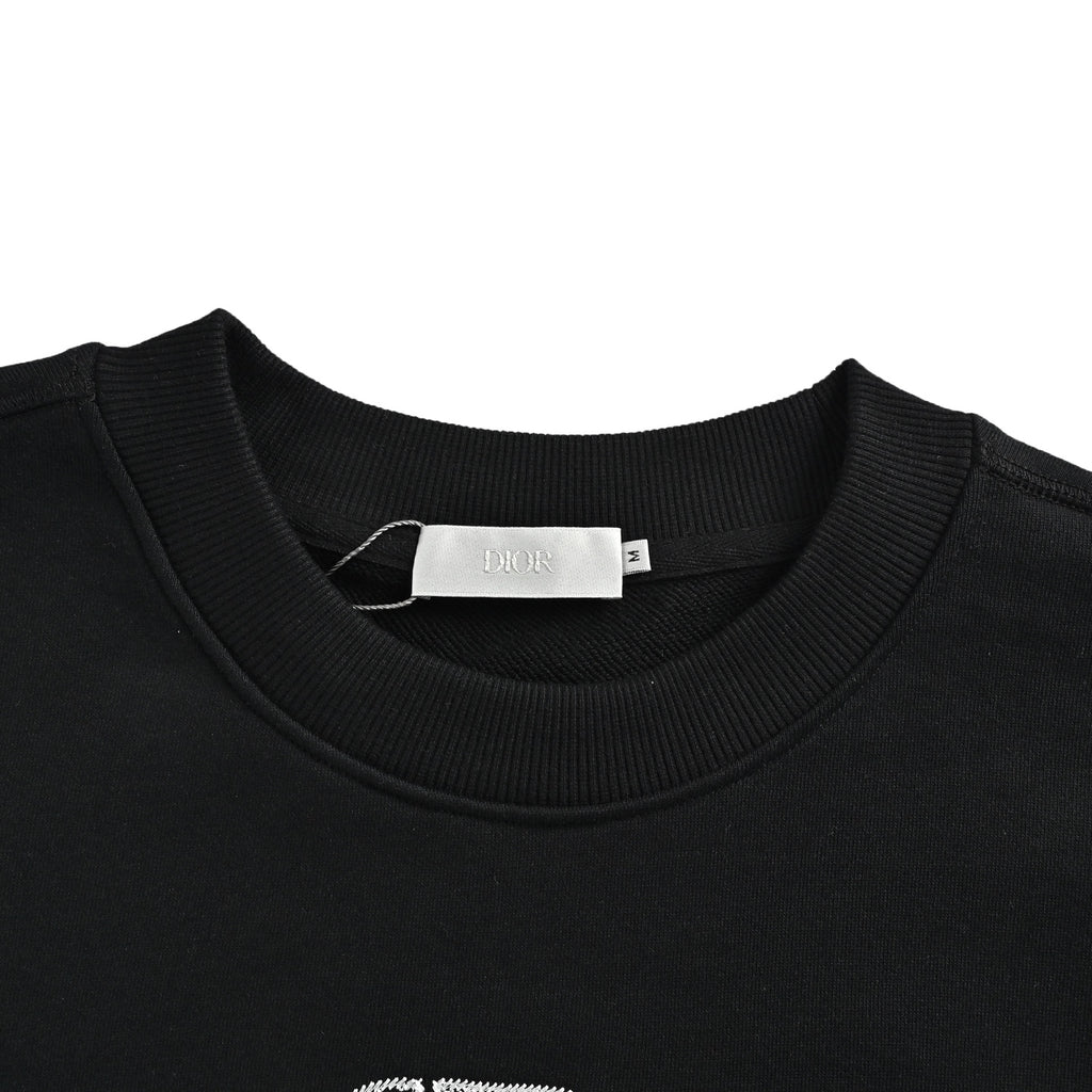Dior CD Monogram Appliqué Crewneck Sweatshirt - Black