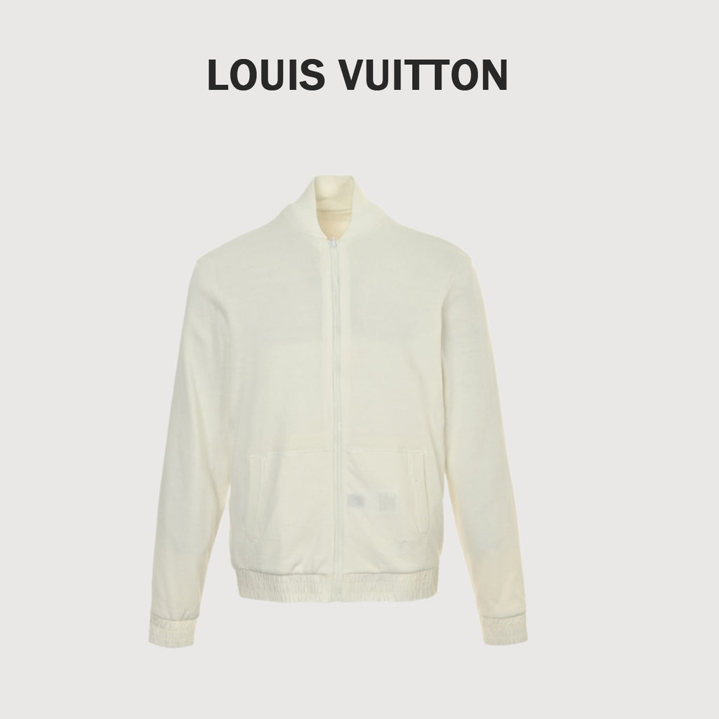 Louis Vuitton Tonal Monogram Reversible Knit Jacket - Ivory