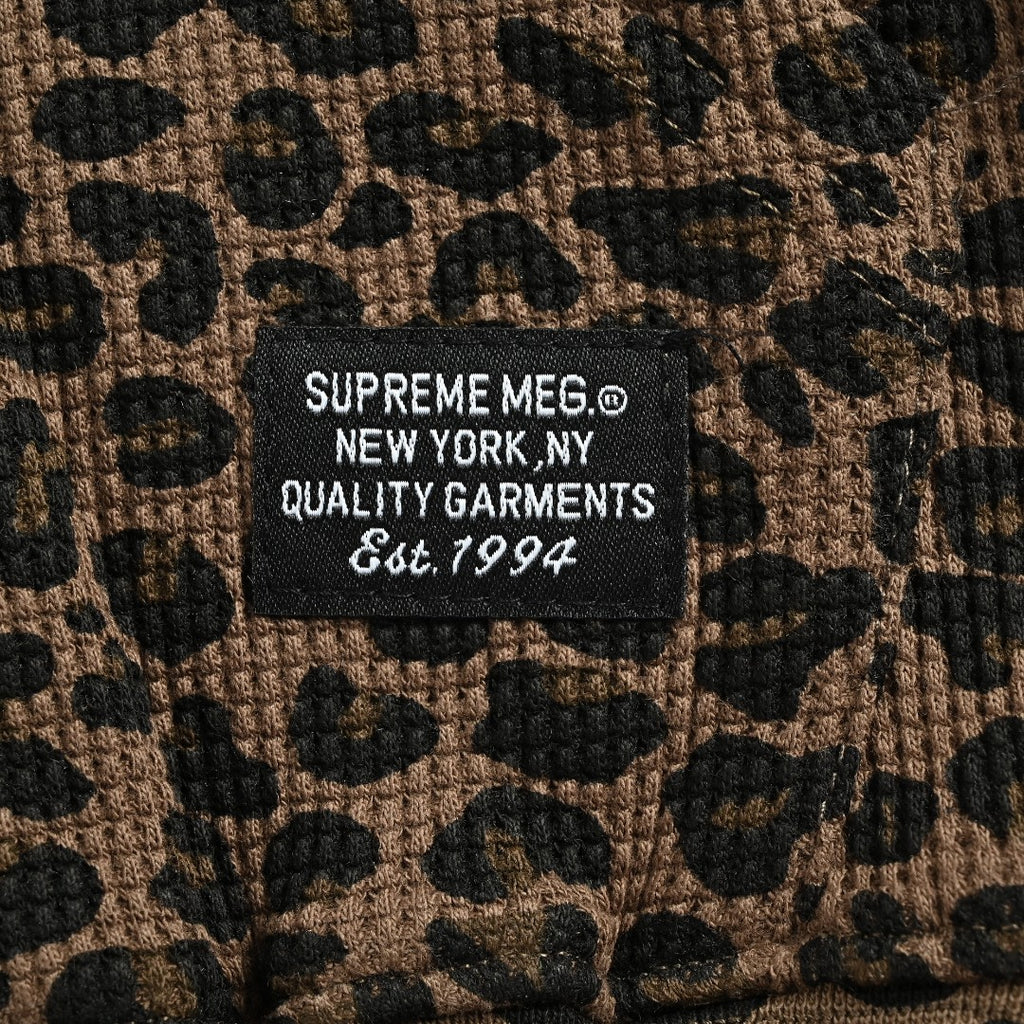 Supreme Leopard Waffle-Knit Zip-Up Hooded Jacket