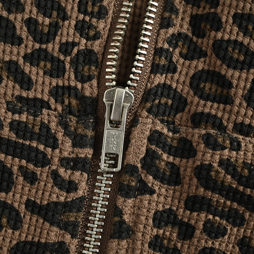 Supreme Leopard Waffle-Knit Zip-Up Hooded Jacket