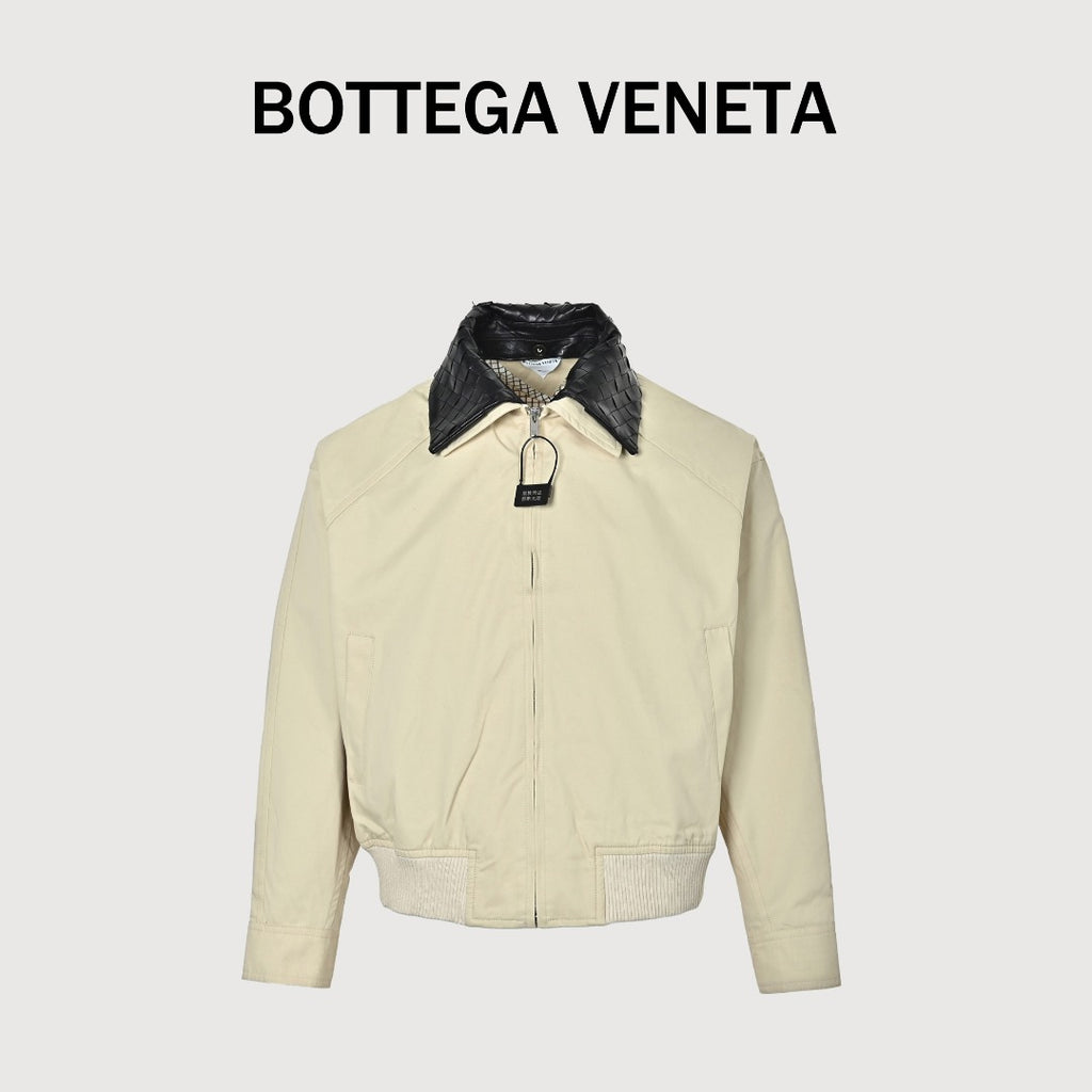 Bottega Veneta Woven Lambskin-Collar Jacket - Ivory