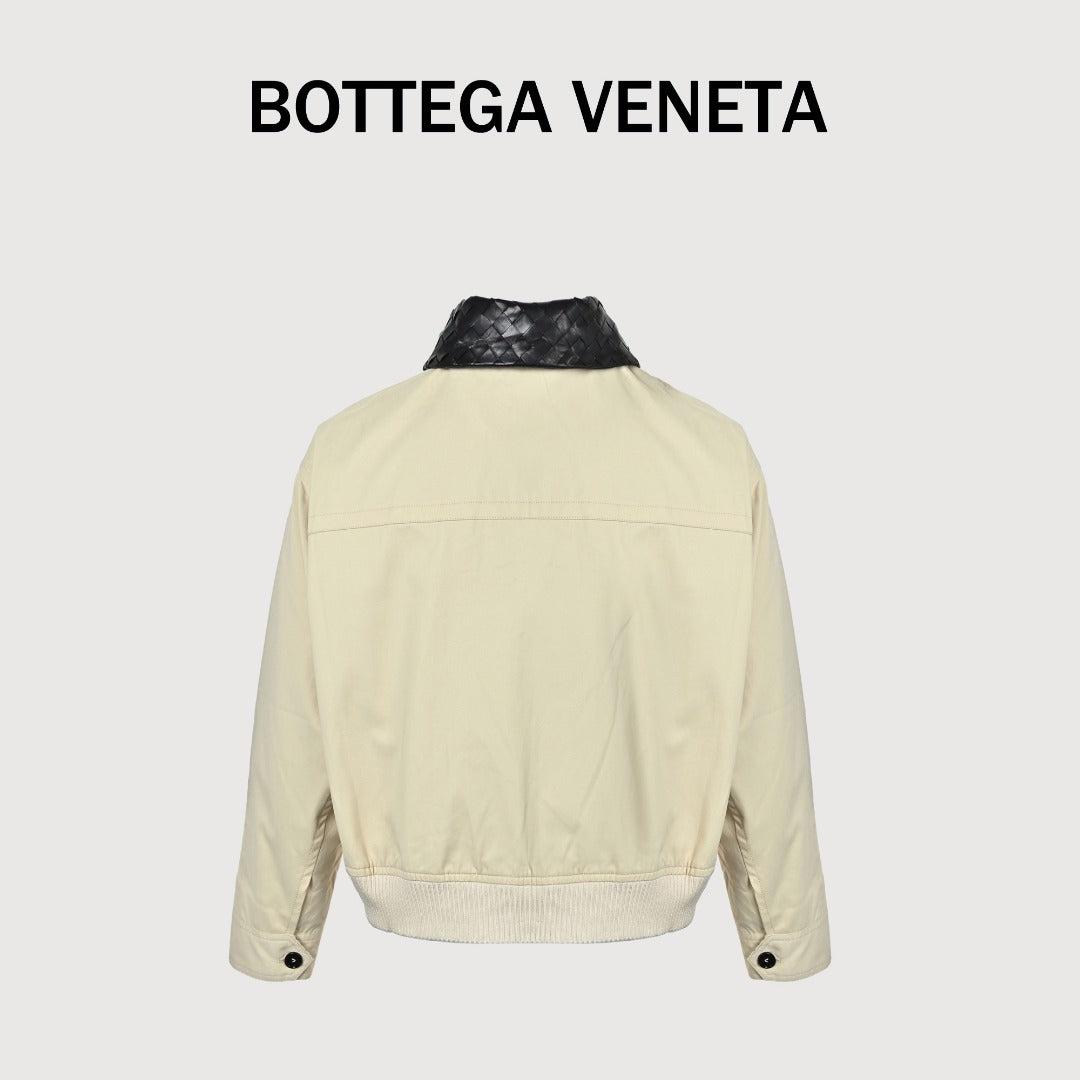 Bottega Veneta Woven Lambskin-Collar Jacket - Ivory