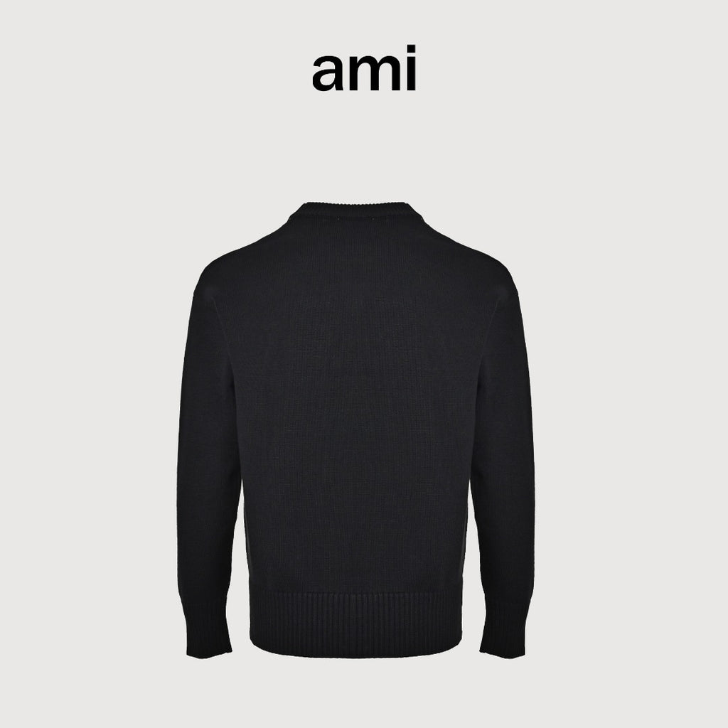 AMI Paris Small Heart Embroidered Crewneck Sweater - Black