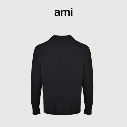 AMI Paris Small Heart Embroidered Crewneck Sweater - Black