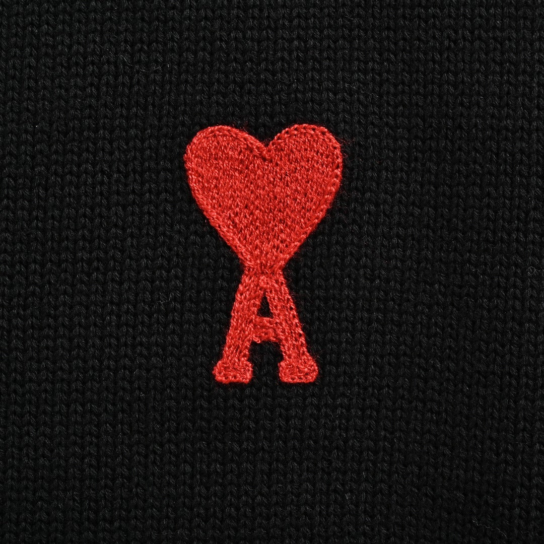 AMI Paris Small Heart Embroidered Crewneck Sweater - Black