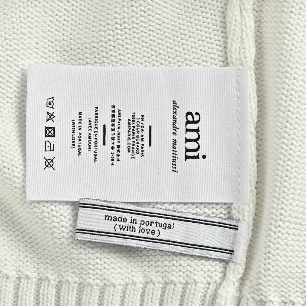 AMI Paris Small Heart Embroidered Crewneck Sweater - White