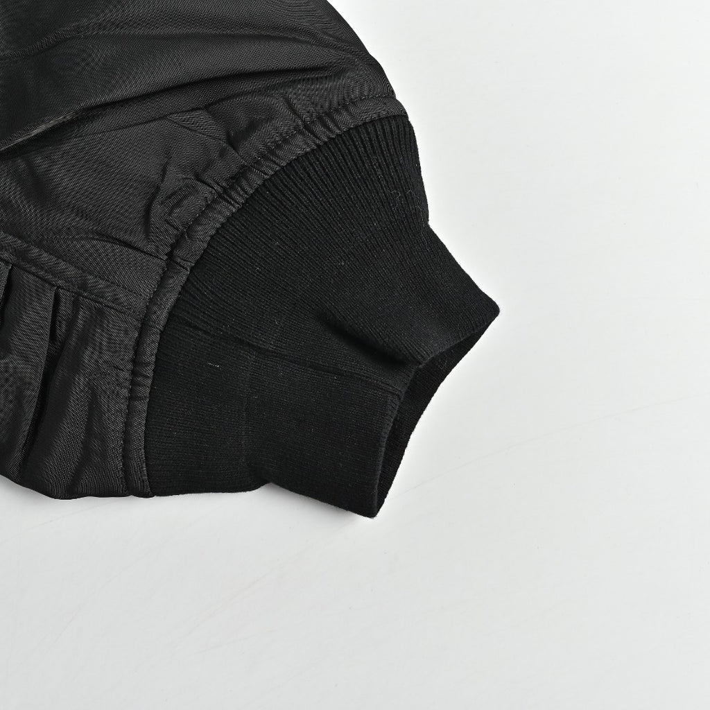 Balenciaga Slogan Embroidered Padded Bomber Jacket - Black
