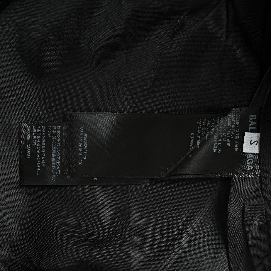 Balenciaga Slogan Embroidered Padded Bomber Jacket - Black