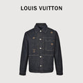 Louis Vuitton Paneled Embroidered Denim Jacket - Dark Indigo