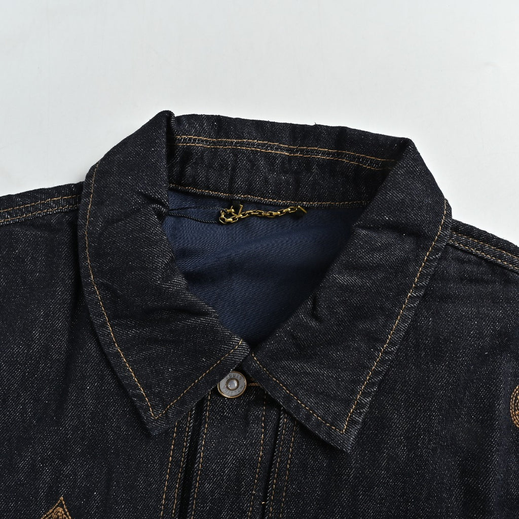 Louis Vuitton Paneled Embroidered Denim Jacket - Dark Indigo