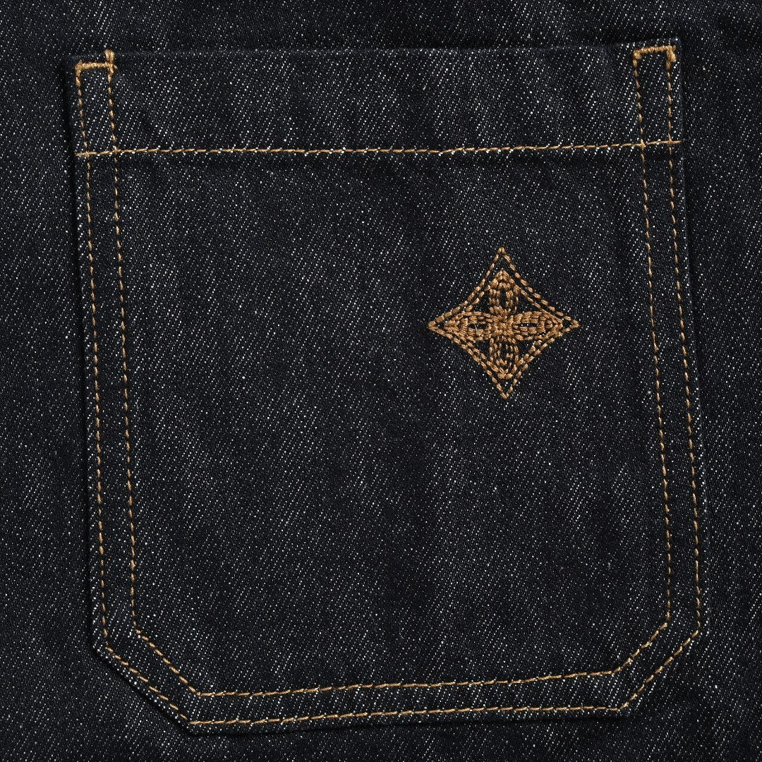 Louis Vuitton Paneled Embroidered Denim Jacket - Dark Indigo