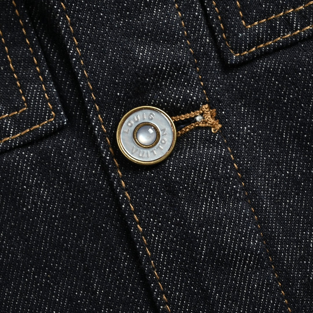 Louis Vuitton Paneled Embroidered Denim Jacket - Dark Indigo