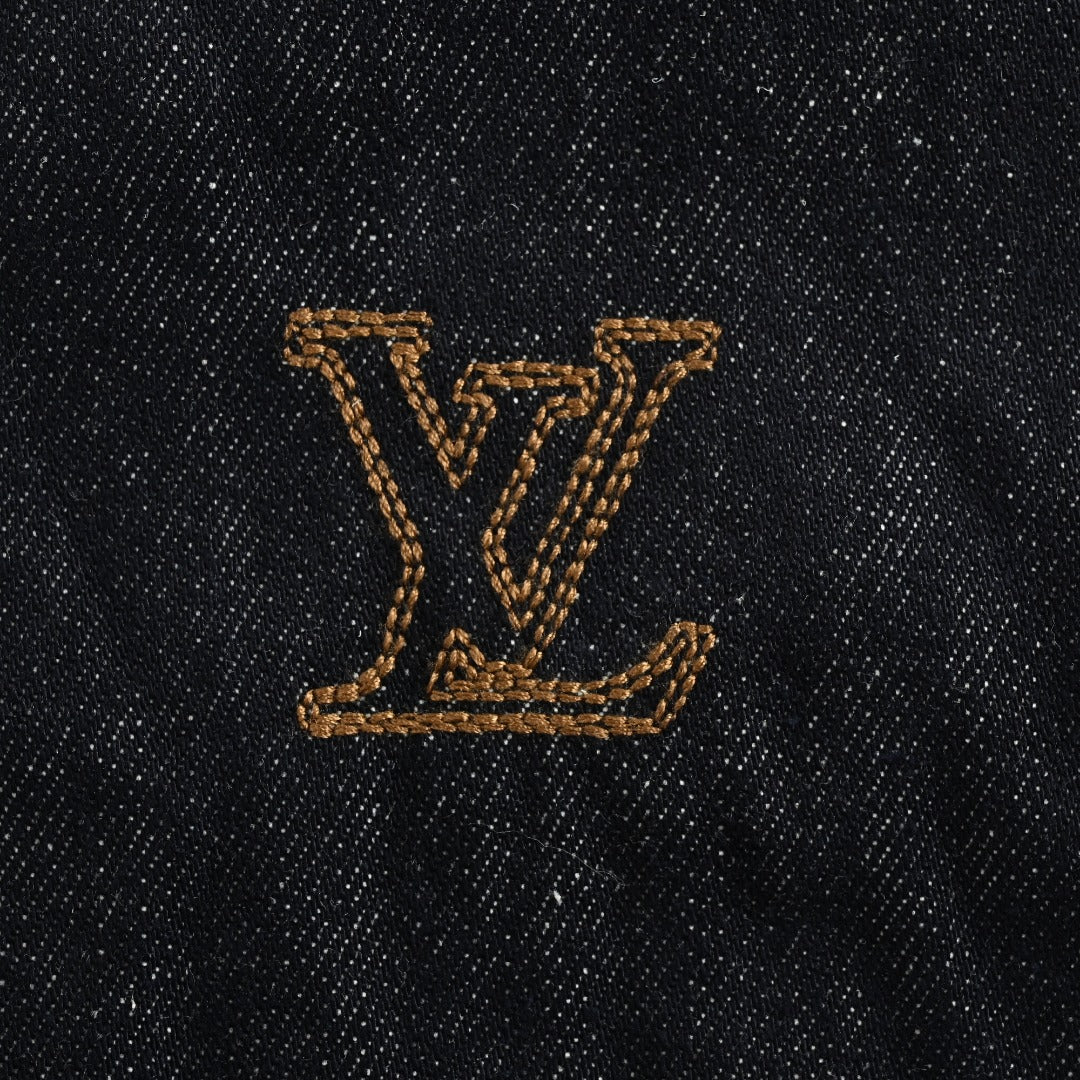Louis Vuitton Paneled Embroidered Denim Jacket - Dark Indigo