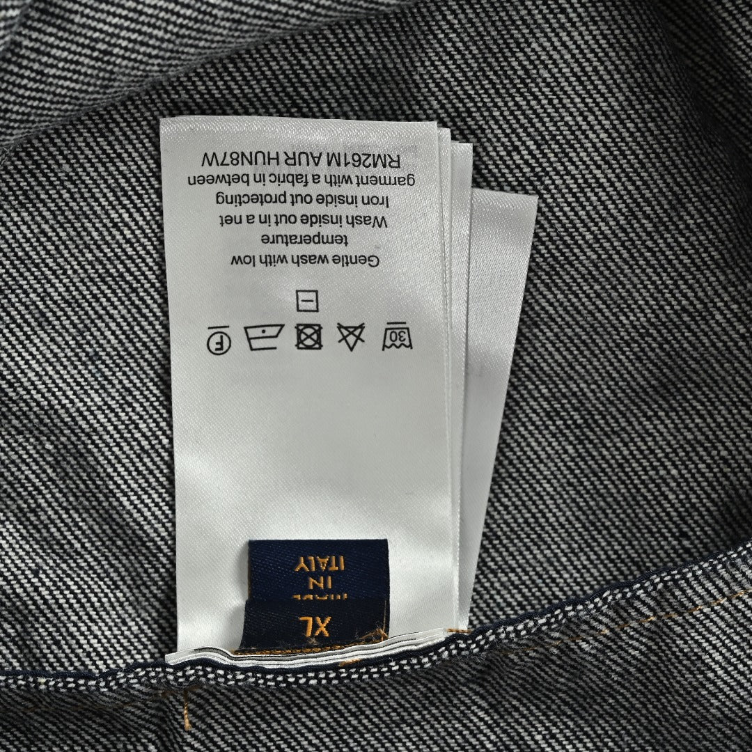 Louis Vuitton Paneled Embroidered Denim Jacket - Dark Indigo